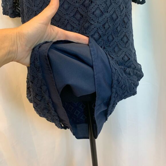 Bcbgeneration navy blue lace off shoulder mini dress Sz S - Picture 6 of 14
